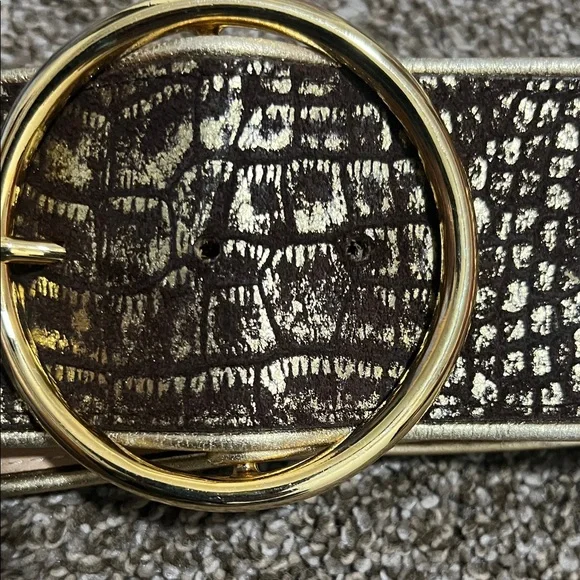 Saks Fifth Avenue Gold and Brown Textured Belt - Picture 3 of 6